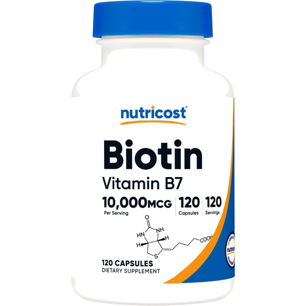 Biotin 10,000 MCG 120 Capsules de Nutricost